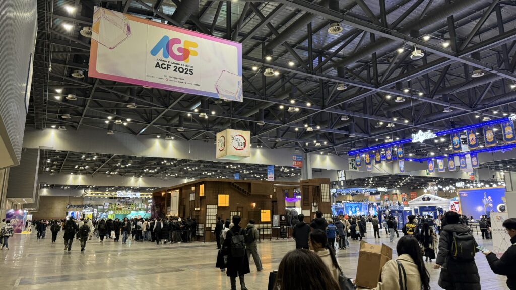 韓国で開催されたAnime×Game Festival2025の会場の様子。日本企業も数多く出展していた。